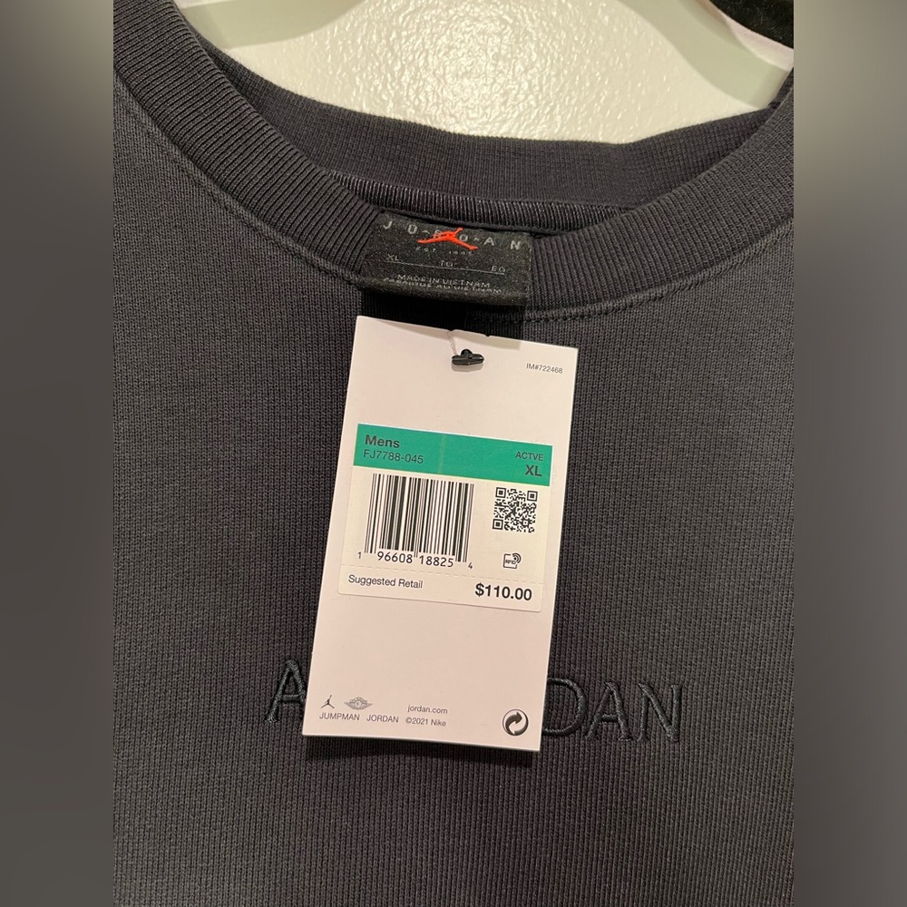 Nike Air Jordan Wordmark Fleece Crewneck Sweatshirt Off Noir Nike (w/ PRICE TAG)